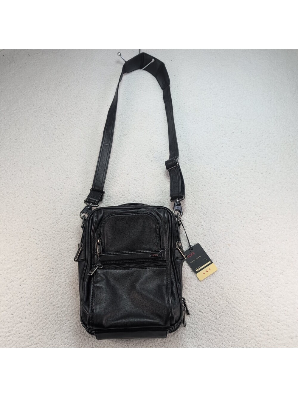 TUMI 92106 Organizer Handle Tote Black Napa Leather Crossbody Bag NWT